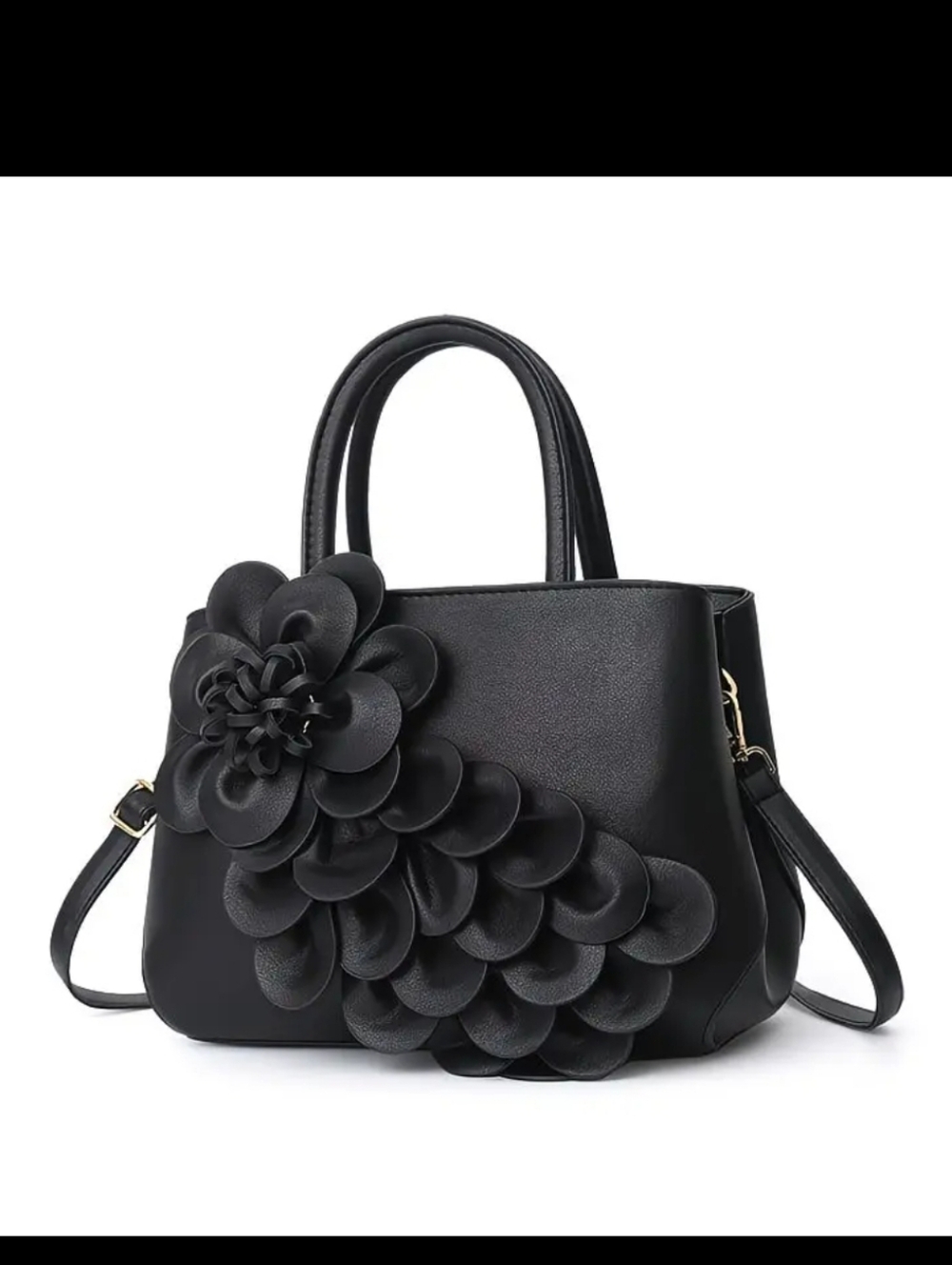 🆕️👜  BLACK FLORAL CASCADING PETAL HANDBAG / PURSE👜 - Picture 11 of 16